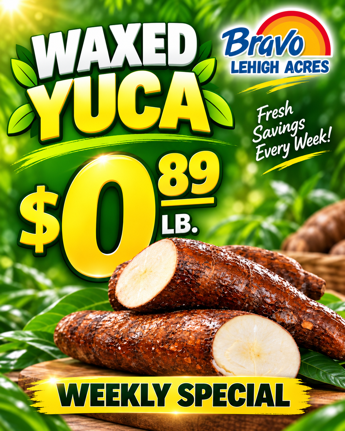 Yuca a tan sólo $0.89 la libra
